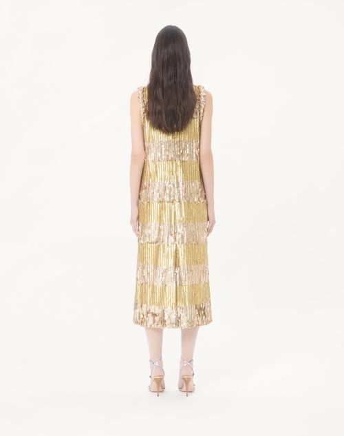 Valentino - Embroidered Tulle Illusione Midi Dress - Bronze/silver - Woman - Dresses