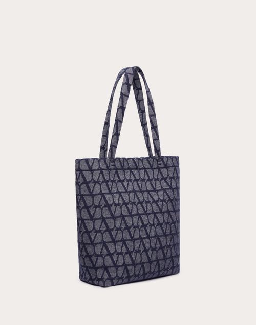Valentino Garavani - Mini Toile Iconographe Shopping Bag Jacquard Fabric With Denim Effect - Denim - Man - Gifts For Him