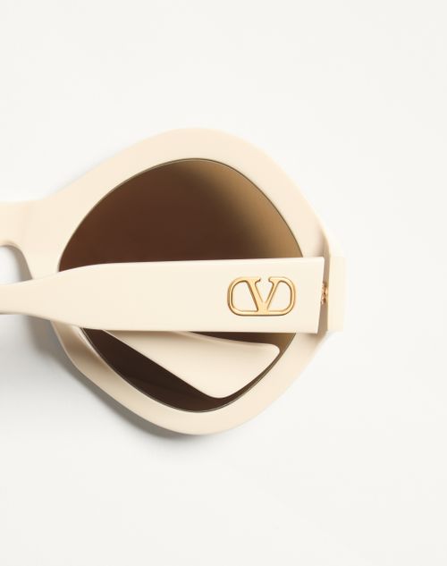 Valentino - Round Acetate Eyewear - Ivory/brown - Unisex - Eyewear