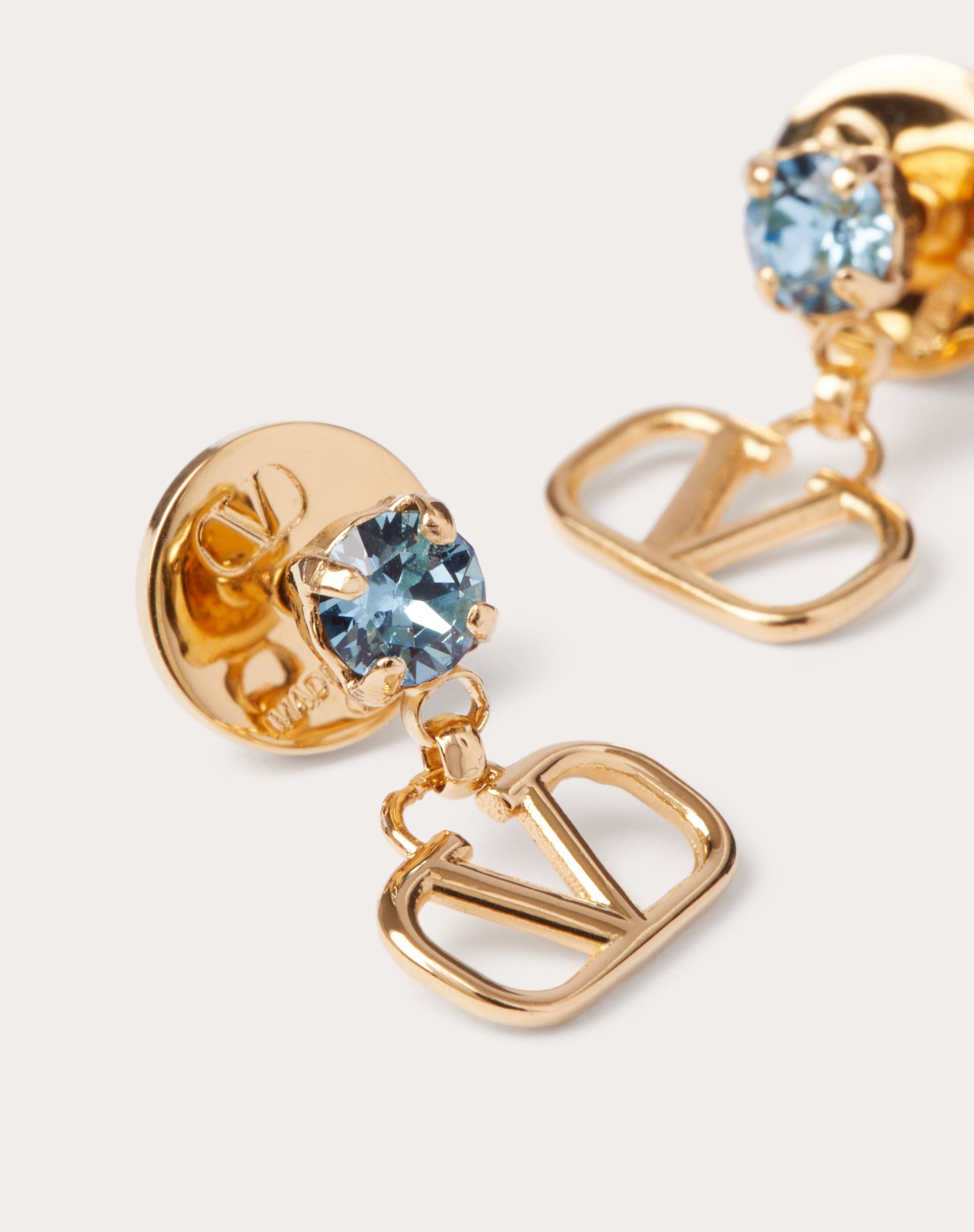 Vlogo Signature Earrings In Metal And Swarovski Crystals for Woman in Gold Valentino US