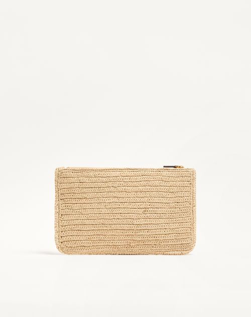 Valentino Garavani - Raffiachat Raffia Clutch With Embroidery - Natural - Woman - Wallets & Cardcases - Accessories