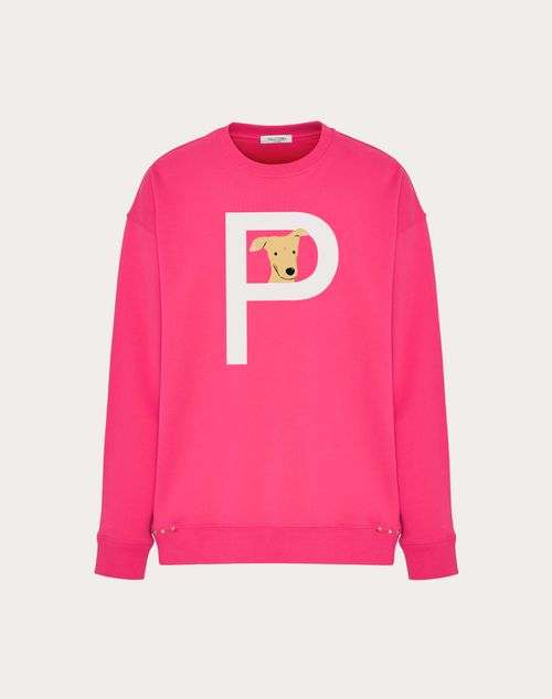 Valentino - Valentino Garavani Rockstud Pet Customisable Unisex Crewneck Sweatshirt - Pink/white - Man - Rockstud Pet - Ready To Wear