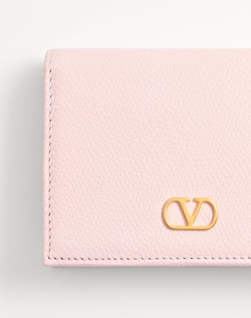 Valentino Garavani - Vlogo Signature Grainy Calfskin Wallet - Rose Quartz - Woman - Wallets And Small Leather Goods