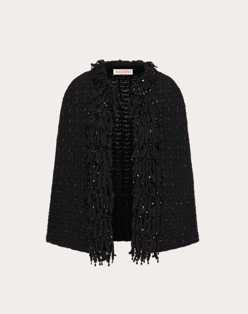 Valentino - Embroidered Mohair Cape - Black - Woman - Coats And Outerwear