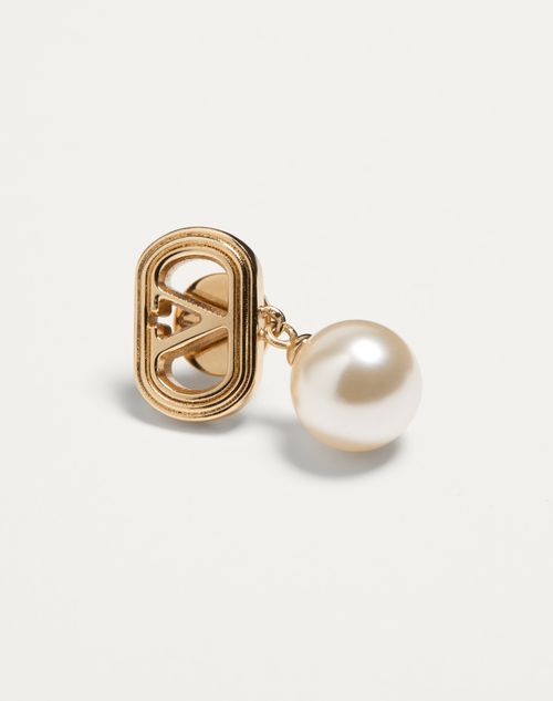 Valentino Garavani - Ovalette Metal Earrings With Swarovski® Pearls - Gold/cream - Woman - Jewellery