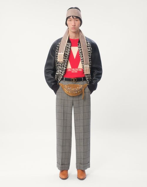 Valentino - Wool Tweed Bomber Jacket With Chez Valentino Patch - Ivory/black - Man - New Arrivals