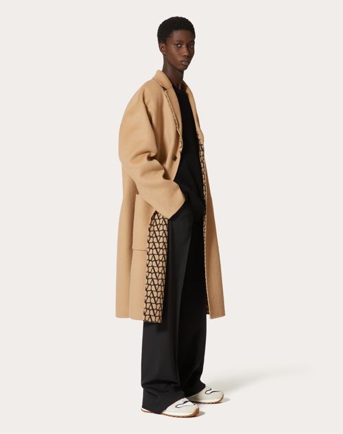 Valentino - Reversible Double-faced Wool Coat With Toile Iconographe Pattern - Camel - Man - All About Logo
