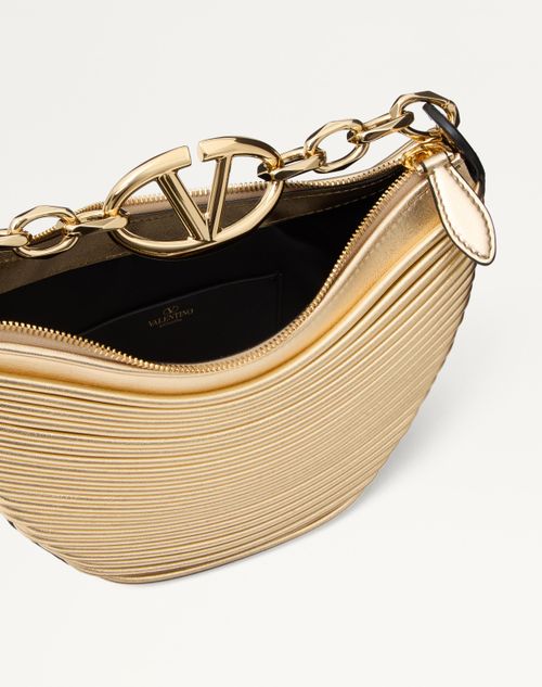 Mini Vlogo Moon Hobo Bag In Metallic-effect Nappa Leather Mini Vlogo Moon Hobo Bag In Metallic-effect Nappa Leather