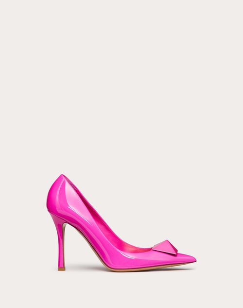 Valentino Garavani - Escarpins One Stud En Cuir Verni Avec Maxi Stud Assorti, Talon : 100 mm - Pink Pp - Femme - Soldes Femme