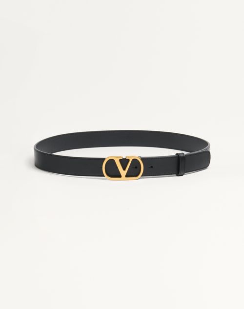 Valentino Garavani - Vlogo Signature Belt In Shiny Calfskin 30 Mm - Black - Woman - Belts
