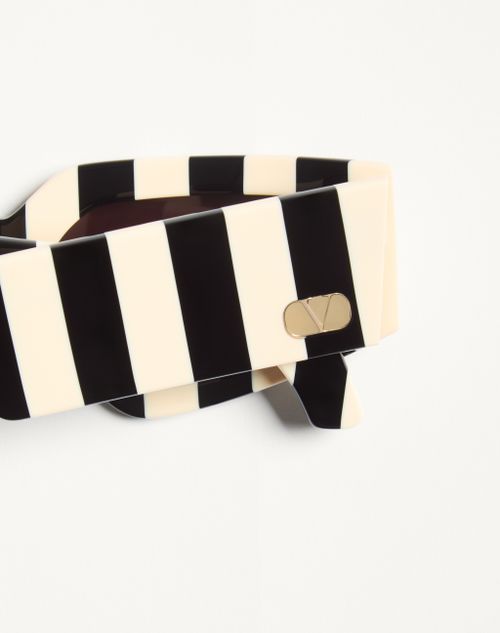 Valentino - Geometric Acetate Eyewear - Ivory/black/grey - Woman - Eyewear