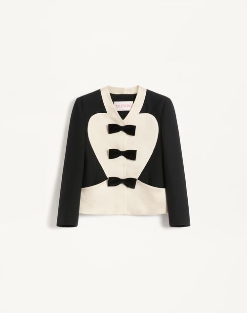 Valentino - Crepe Couture Jacket With Bows - Black/soft Beige - Woman - Jackets And Blazers