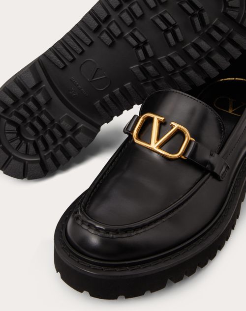 Mocassins Vlogo Signature En Cuir De Veau pour Femme en Noir Valentino FR