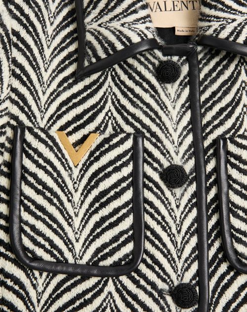 Valentino - Wool Cloth Coat With Fauve Eclat Animal Print - Butter/black - Woman - Coats And Outerwear