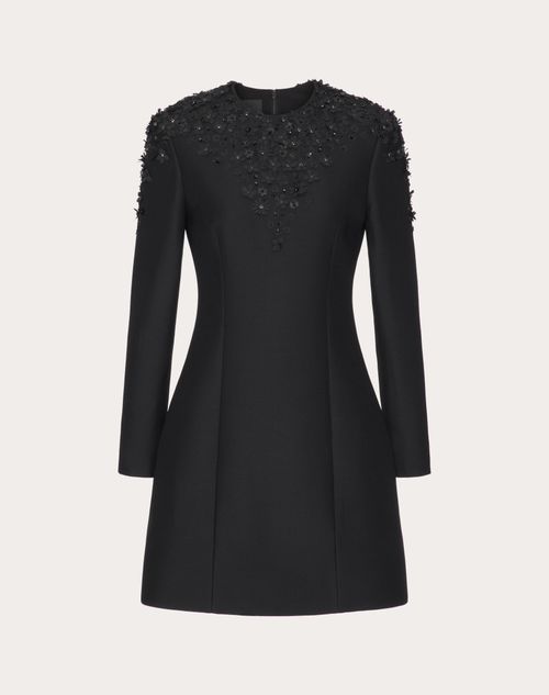 Valentino - Embroidered Crepe Couture Short Dress - Black - Woman - Woman Ready To Wear Sale