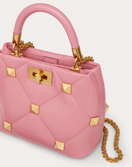 Valentino Garavani - Small Roman Stud The Handle Bag In Nappa - Pink - Woman - Woman View All