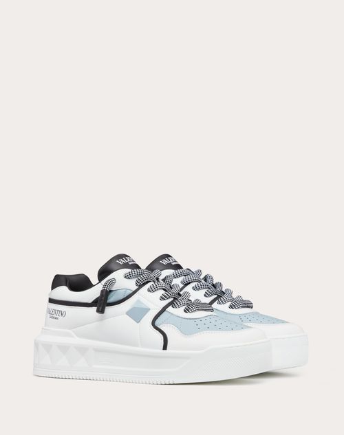 Valentino Garavani - One Stud Xl Nappa Leather Low-top Sneaker - White/black/azure - Man - Trainers