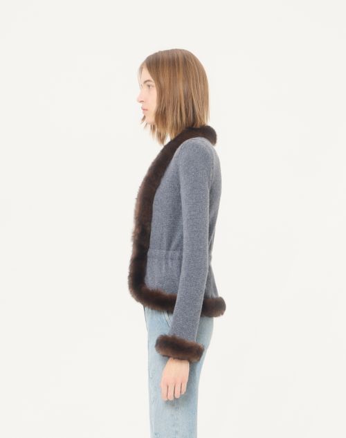 Valentino - Cashmere Jacket With Shearling Trim - Grey - Woman - Jackets And Blazers