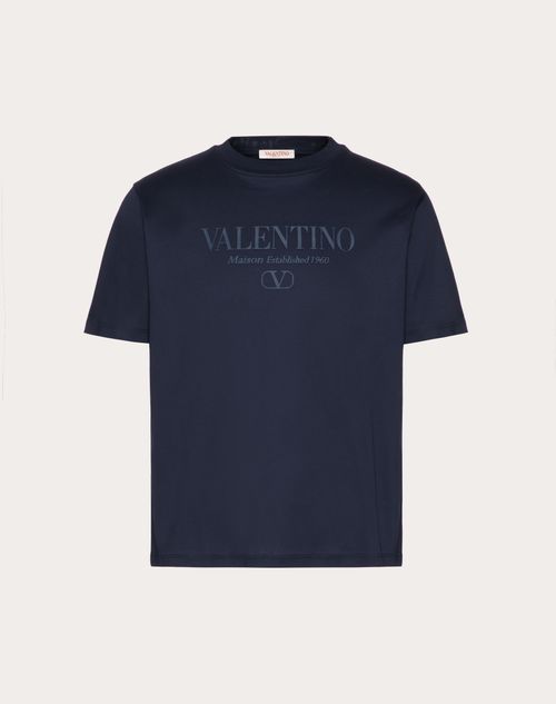Valentino - Valentino Print Cotton Crewneck T-shirt - Navy - Man - Tshirts And Sweatshirts