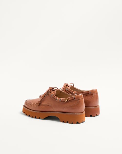 Valentino Garavani - Lord Chunky Buffalo Boat Shoe - Tobacco - Man - Loafers And Driver