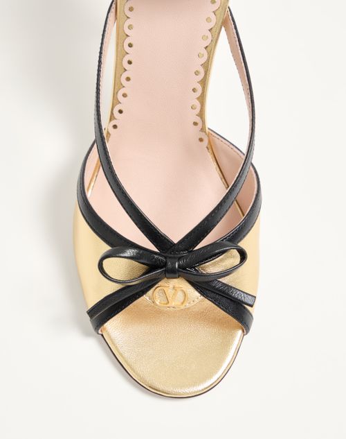 Valentino Garavani - Bepointy Sandal In Laminated Nappa And Kidskin 100mm - Antique Brass/black - Woman - Sandals