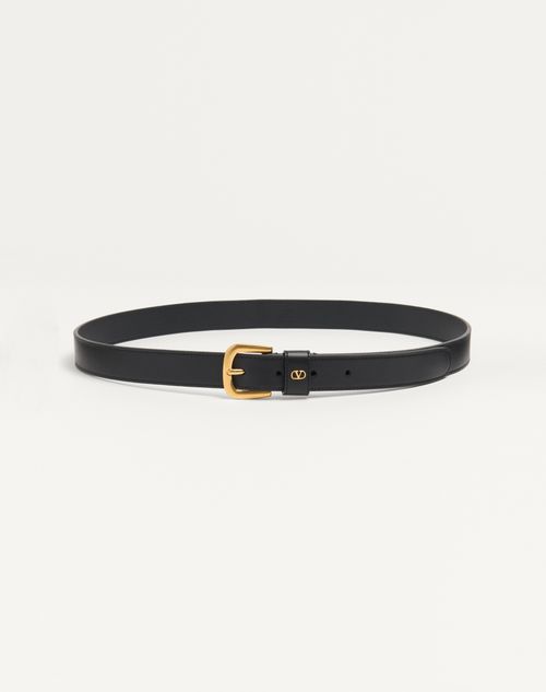 Valentino Garavani - Vlogo Signature Belt In Shiny Calfskin 25 Mm - Black - Man - Belts