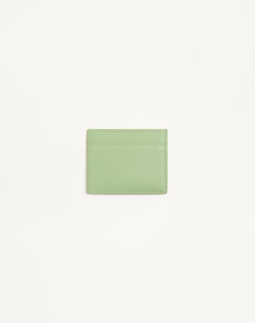 Valentino Garavani - Vlogo Signature Grainy Calfskin Card Holder - Mint - Woman - Wallets And Small Leather Goods