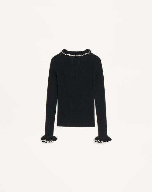 Valentino - Wool Sweater - Black/ivory - Woman - Knitwear