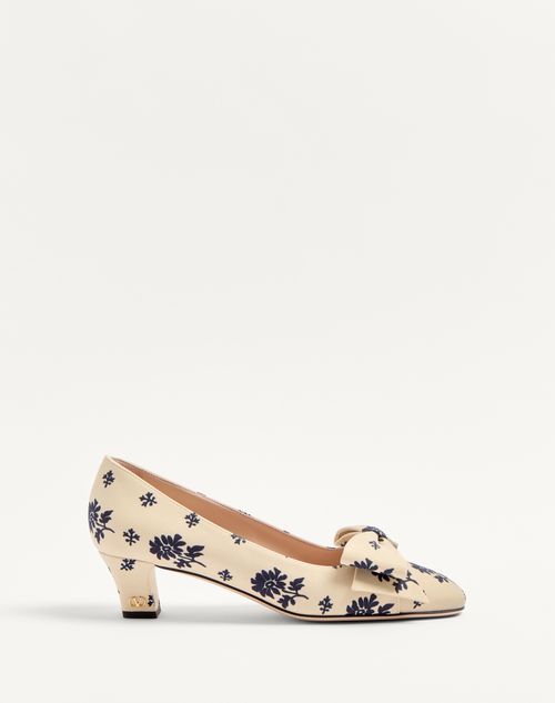 Valentino Garavani - Bowow Décolleté Aus Papier Floral-material, 45 Mm - Elfenbein/blau - Frau - Pumps