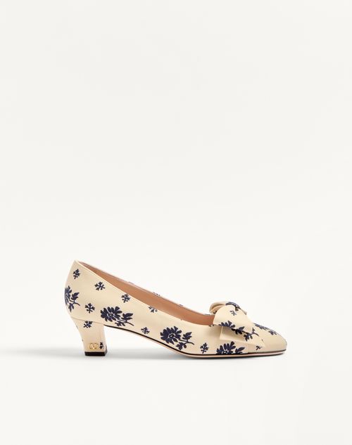 Valentino Garavani - Bowow Décolleté In Papier Floral Fabric 45mm - Butter/blue - Woman - Woman Shoes Sale