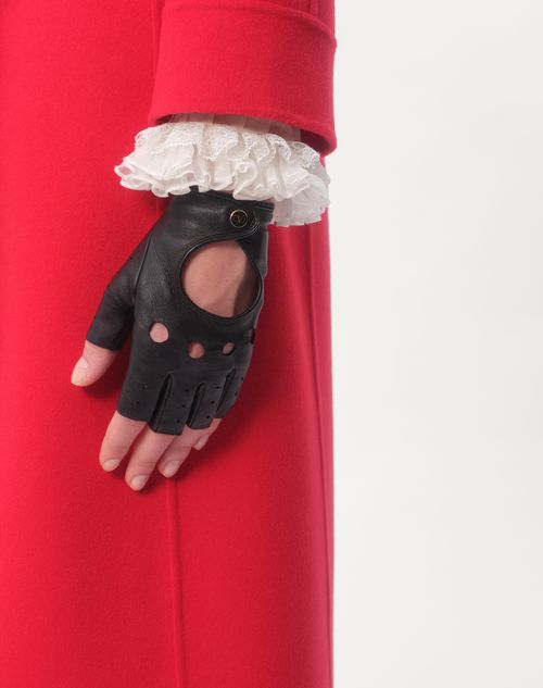 Valentino Garavani - Vlogo Signature Nappa Fingerless Gloves - Black/gold - Woman - Hats And Gloves