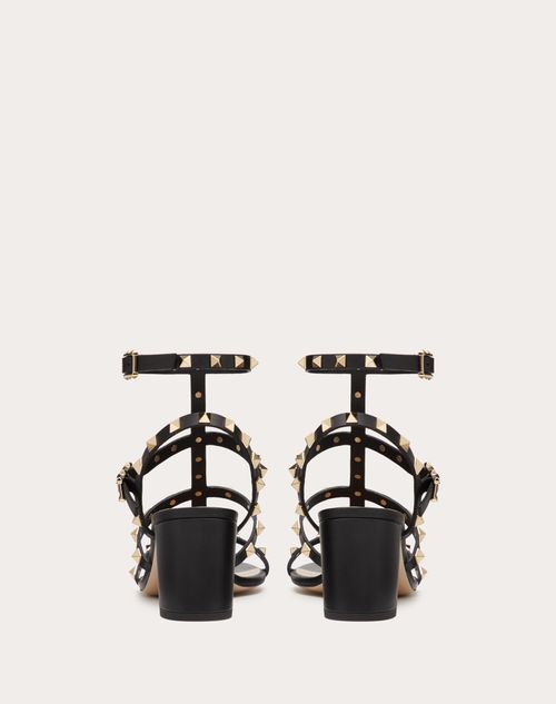 ROCKSTUD BRONZE BROWN METALLIC CALFSKIN ANKLE STRAP HIGH SANDAL