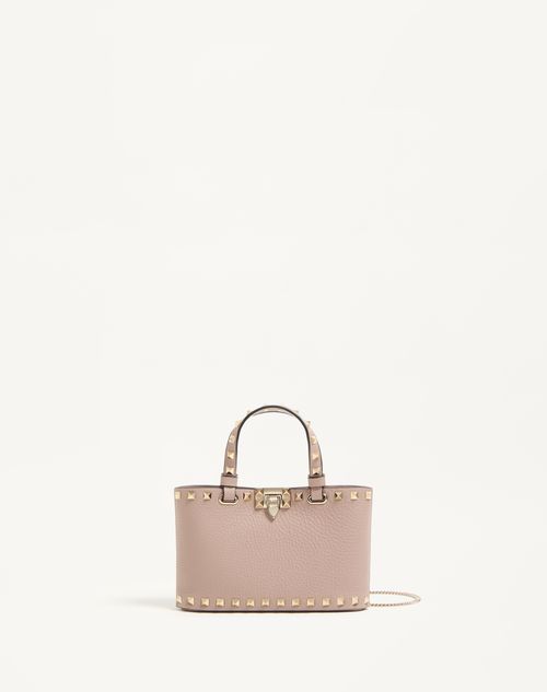 Mini Rockstud Shopping Bag In Grainy Calfskin for Woman in Mini Rockstud Shopping Bag In Grainy Calfskin for Woman in