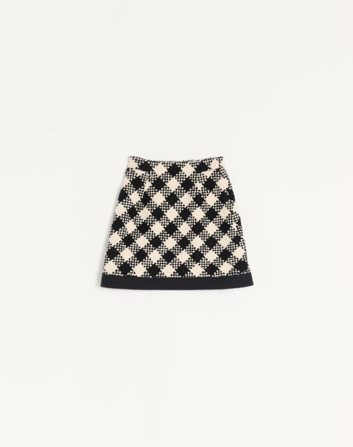Valentino - Damier Tweed Short Skirt - Birch/black - Woman - Skirts