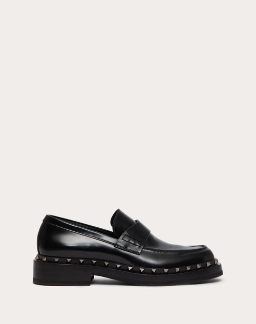 Valentino Garavani - Rockstud M-way Calfskin Loafer - Black - Man - Man Shoes Sale