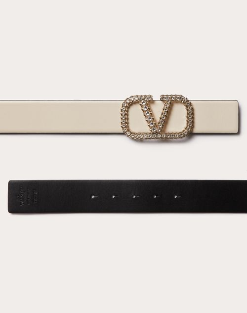Vlogo Signature Reversible Shiny Calfskin Belt 40mm for Woman in