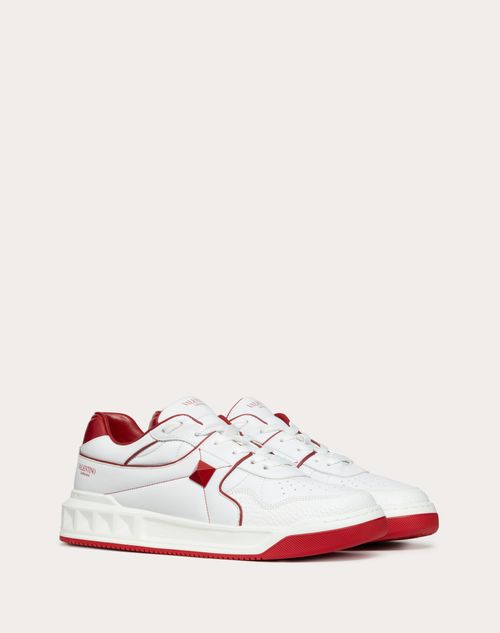 Valentino Garavani - One Stud Low-top Nappa Sneaker - White/red - Man - Man Shoes Sale