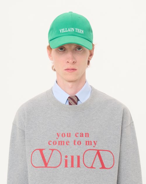 Valentino - Valentino Cotton Jersey Sweatshirt With You Can Come To My Villa Print - Grey/red - Man - T-shirts And Sweatshirts