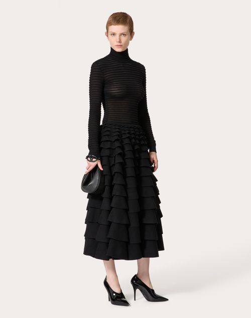 Valentino - Knit Midi Skirt - Black - Woman - Skirts