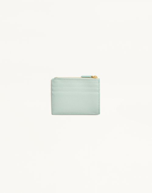 Valentino Garavani - Vlogo Signature Grainy Calfskin Card Holder - Grey - Woman - Wallets And Small Leather Goods