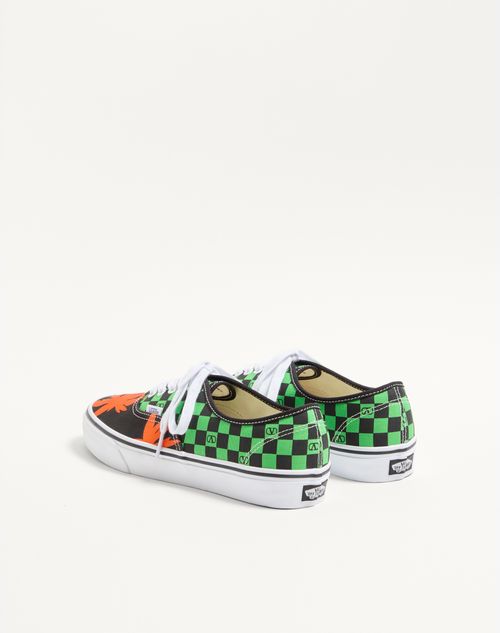 Valentino Garavani - Valentino Garavani And Vans Low-top Fabric Trainer With Vlogo Checkerboard Print And Tropical Leaves Print - Black/red/green - Man - Sneakers