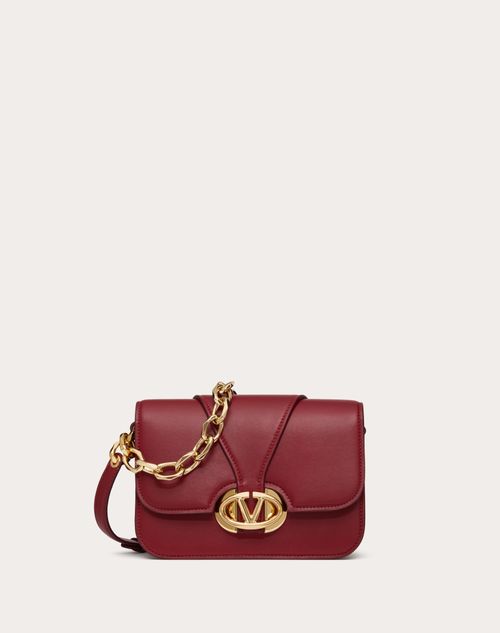 Valentino Garavani - Vlogo O'clock Small Nappa Leather Shoulder Bag With Chain - Dark Red - Woman - Shoulder Bags
