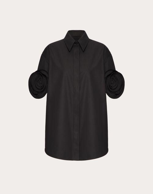 Valentino - Compact Popeline Blouse - Black - Woman - Shirts & Tops