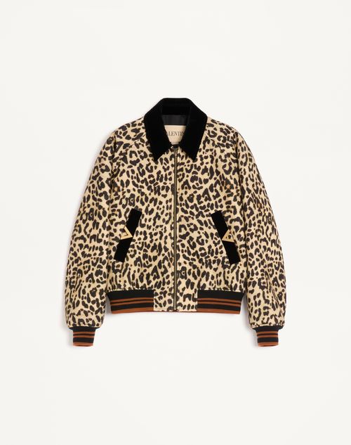 Valentino Bomber Jacket In Wool Drape With Vgold On Side Pockets