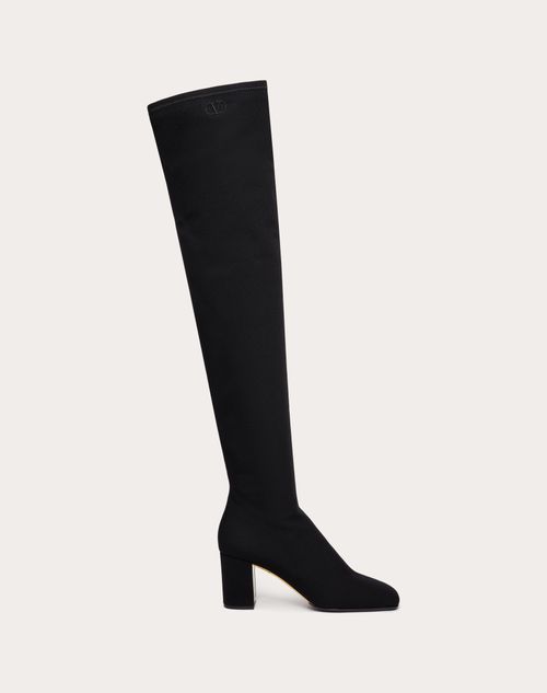 Valentino Garavani - Valentino Garavani Golden Walk Over-the-knee Boot In Stretch Fabric 70mm - Black - Woman - Boots