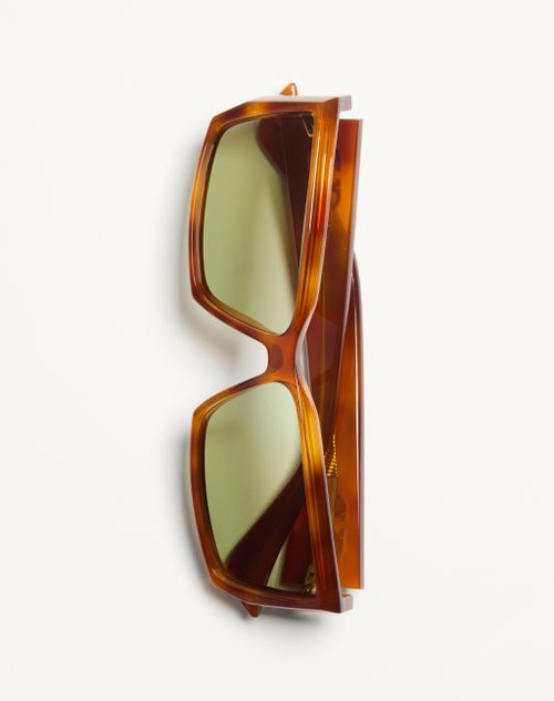 Valentino - Rectangular Acetate Eyewear - Havana/green - Unisex - Eyewear