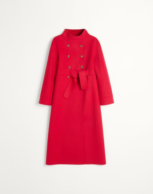 Valentino - Compact Drap Coat - Red - Woman - Coats And Outerwear