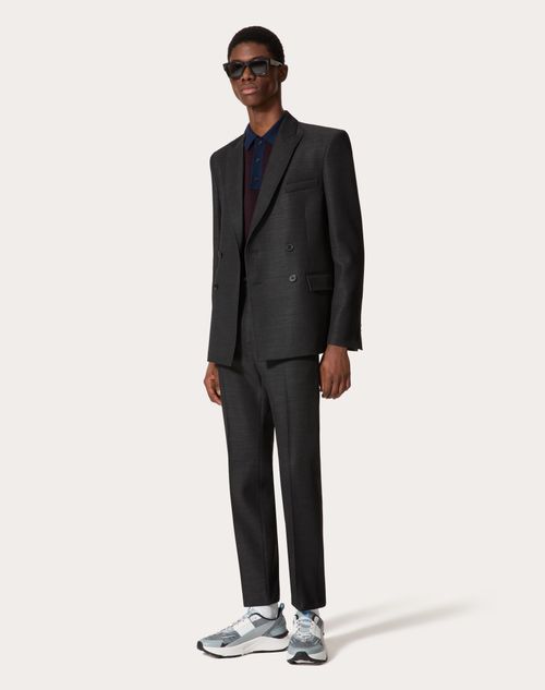 Valentino - Veste Croisée En Laine - Gris - Homme - Manteaux Et Blazers