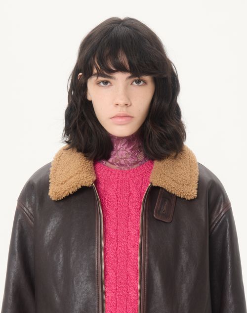 Valentino - Aged-effect Leather Caban - Testa Di Moro - Woman - Coats And Outerwear