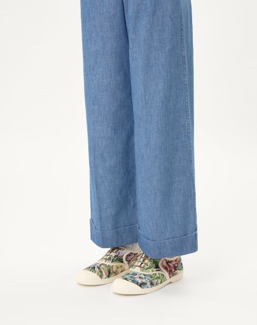 Valentino Garavani - Bay By Bay Trainers In Voyage Imaginaire Denim Fabric - Multicolour - Man - Man Shoes Sale